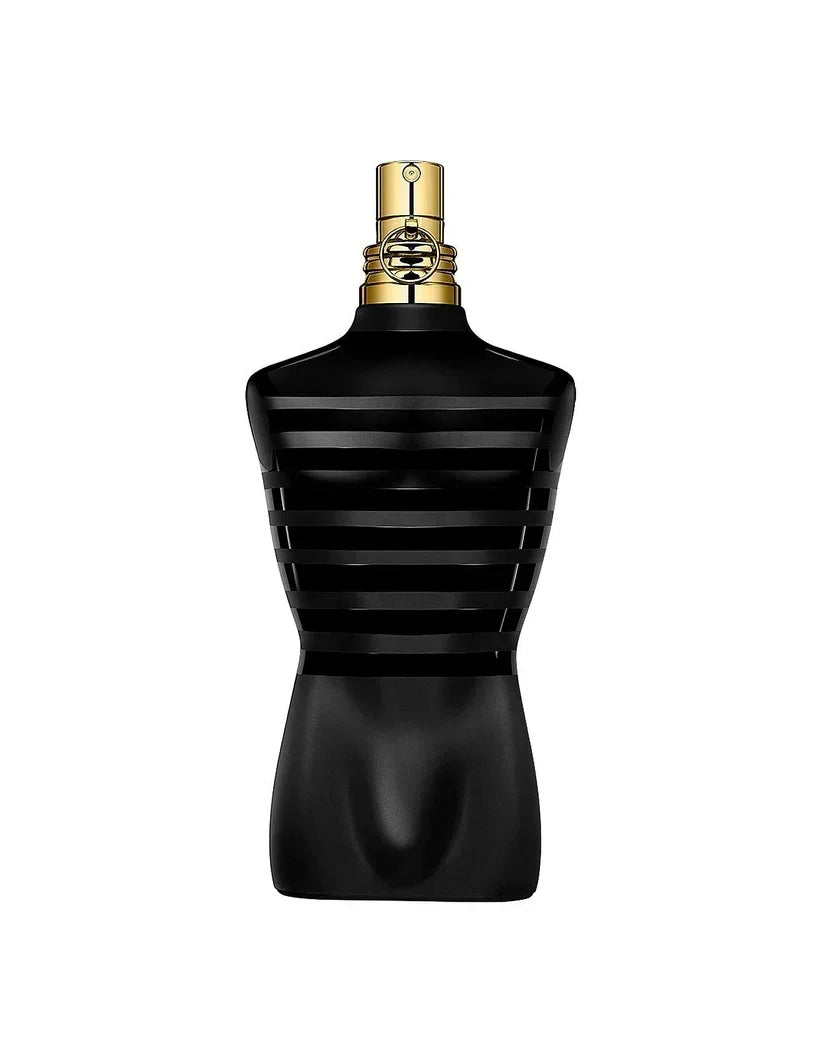 Jean Paul Gaultier Le Male men's fragrance bottle, 4.2 oz, with sleek design and branding visible.