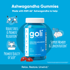 Goli Ashwagandha Vegan Gummies, KSM-66 & Vitamin D, 60 Count