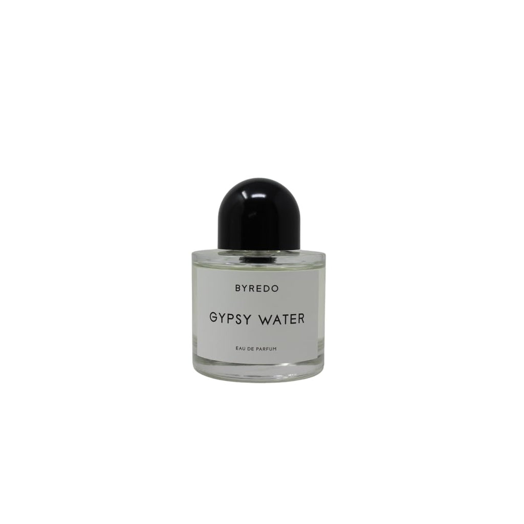 Hub Wavy Byredo Gypsy Water perfume bottle, 3.4 fl oz, unisex luxury fragrance with sleek design and clear glass packaging.