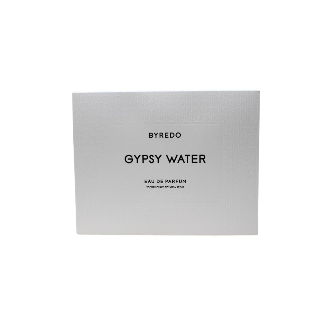 Hub Wavy Byredo Gypsy Water perfume bottle, 3.4 fl oz, unisex luxury fragrance with minimalist design and clear glass packaging.