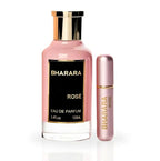 Hub Wavy Bharara Rose floral perfume with jasmine and peony scent, long-lasting woody and fresh fragrance for women in 3.4 fl oz bottle.