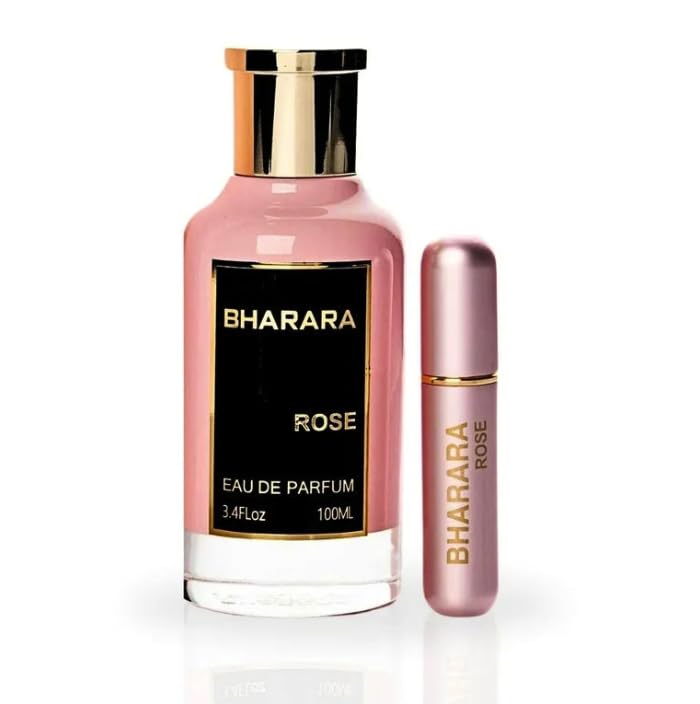 Hub Wavy Bharara Rose floral perfume with jasmine and peony scent, long-lasting woody and fresh fragrance for women in 3.4 fl oz bottle.