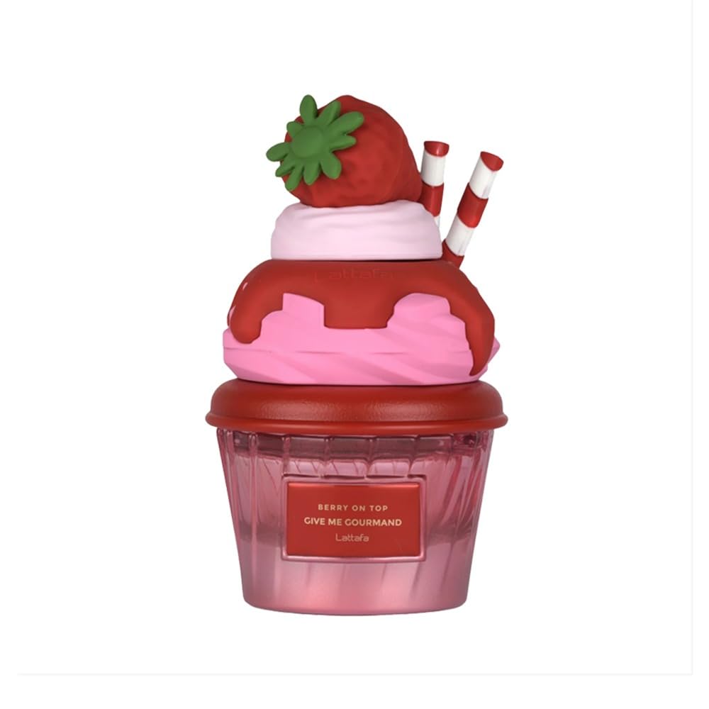 Hub Wavy Lattafa Berry On Top unisex perfume bottle, 2.6 oz, with sleek design and vibrant berry-themed packaging visible.