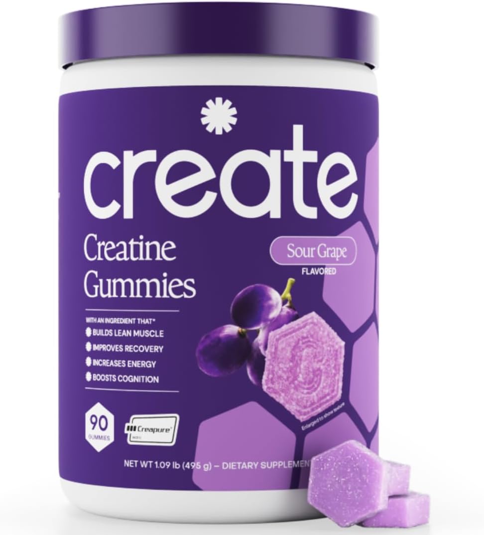Create Creatine Monohydrate Gummies for Women and Men, Orange, 90ct