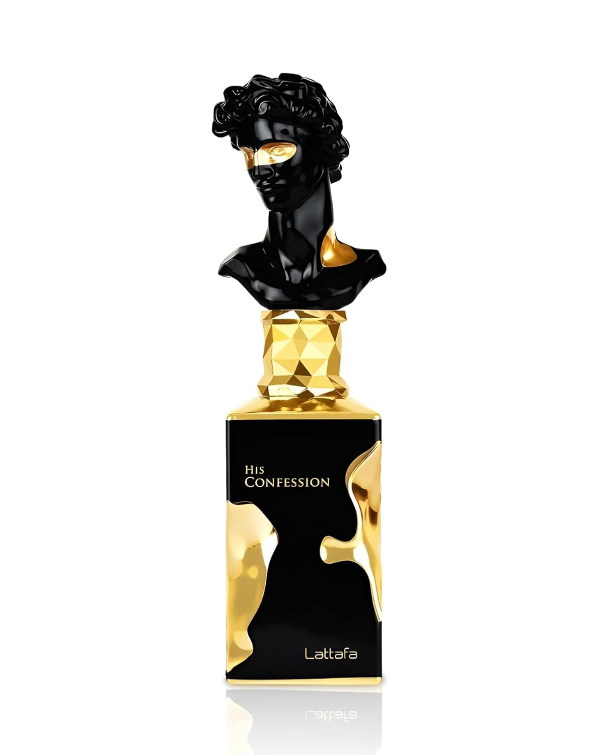 Hub Wavy Lattafa His Confession perfume bottle, 100 ml, featuring a luxurious woody fresh scent for men.