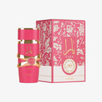 Lattafa Yara Candy perfume for women in a 100ml bottle, displayed with elegant packaging and floral accents.
