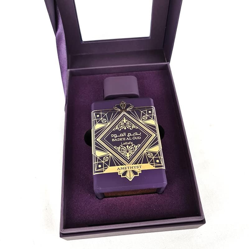 Hub Wavy Lattafa Bade'e Al Oud perfume bottle for unisex, 3.4 oz, with elegant design and luxurious fragrance.