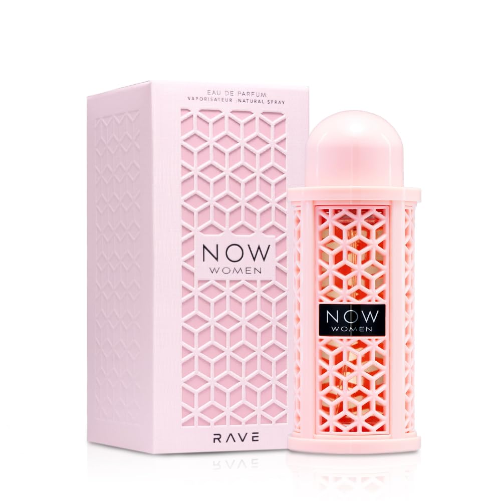 Hub Wavy Lattafa Rave Now perfume bottle, 3.4 oz, luxury long-lasting fragrance for women with elegant design.