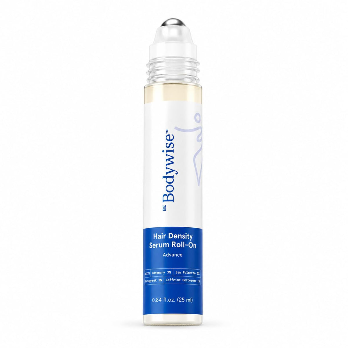 Be Bodywise Hair Growth Serum Roll On - 5% Saw Palmetto, 3% Rosemary Oil for Hair Growth, 3% Fenugreek,1% Caffeine Herbasome | Serum for Hair Loss & Hair Regrowth For Men & Women 25ml/0.84 fl oz