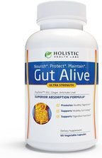 Holistic Health Labs Gut Alive - All Natural Support to Fight IBS, Heartburn, Acid Indigestion, Acid Reflux, Bloating & Gas. Unique Formulation (60 Count (Pack of 2))