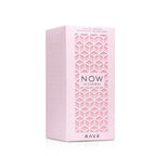 Hub Wavy Lattafa Rave Now perfume bottle, 3.4 oz, luxurious long-lasting fragrance for women with elegant packaging.