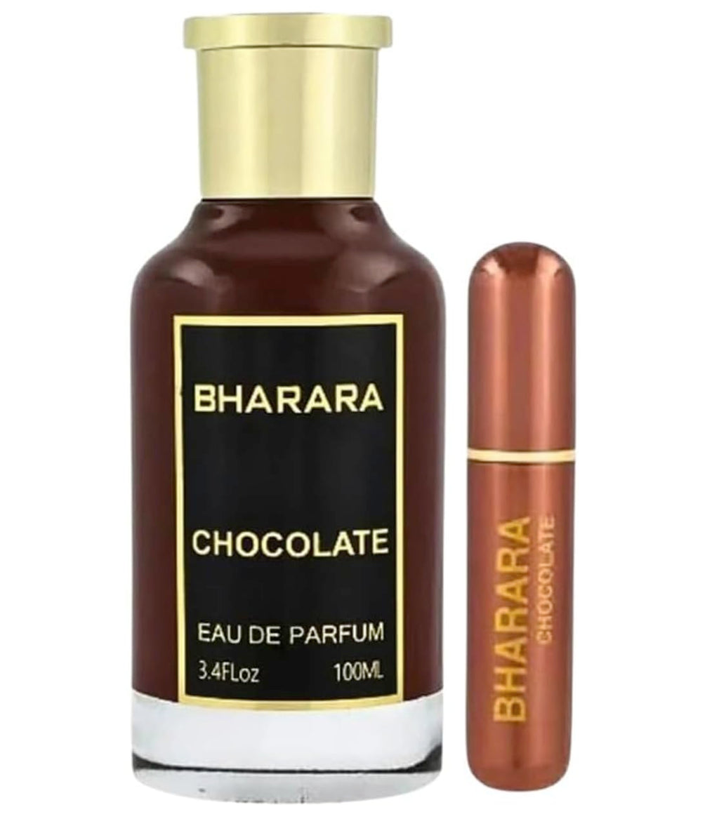 Hub Wavy Bharara Chocolate perfume bottle for unisex, 3.4 fl oz (100 ml) with sleek packaging and chocolate scent details.