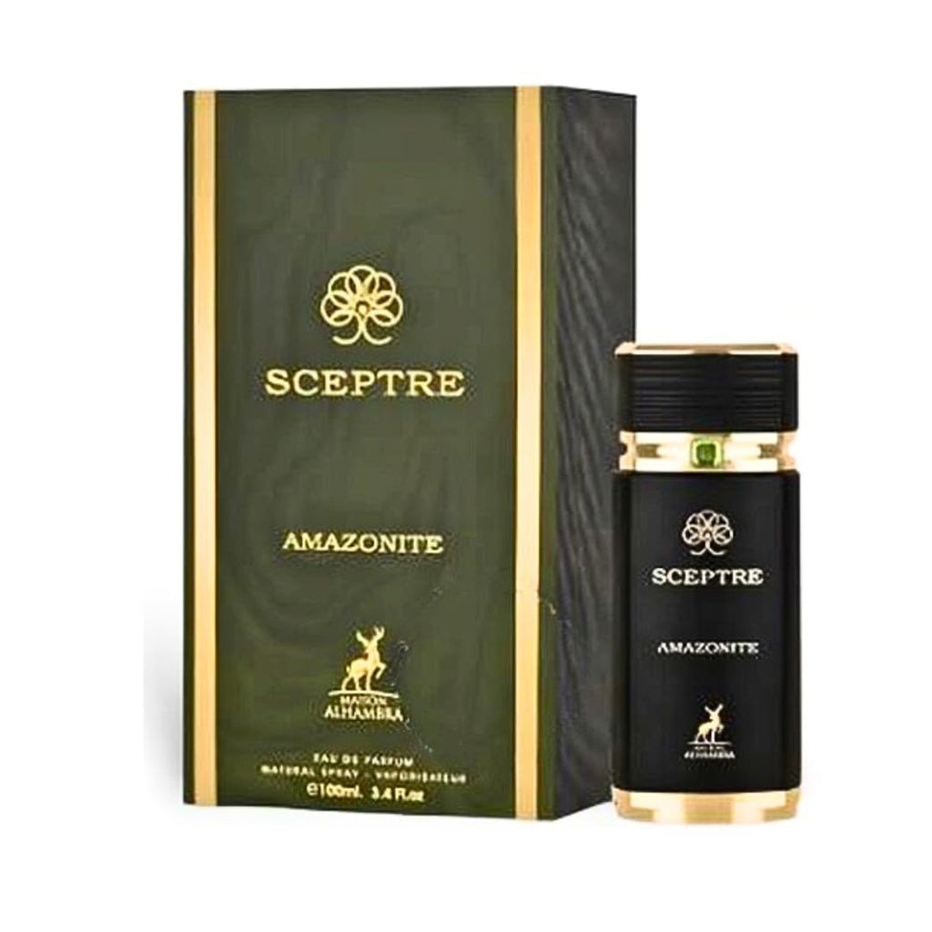 Hub Wavy Maison Alhambra Sceptre Amazonite perfume bottle, luxury men's fragrance with elegant design and blue accents.
