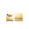 Hub Wavy Dolce & Gabbana The One Gold Intense perfume bottle, luxury women's fragrance with gold accents and elegant design.