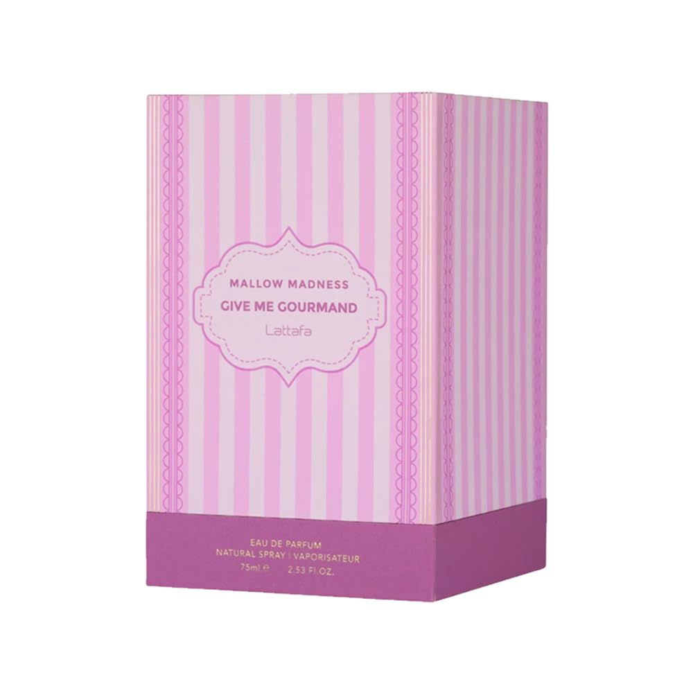 Hub Wavy Lattafa Mallow Madness perfume bottle, 75ml unisex fragrance with elegant packaging and floral design.