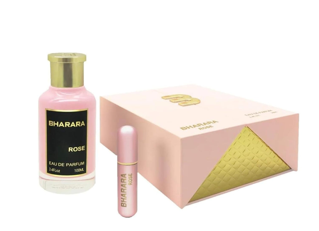 Hub Wavy Bharara Rose floral perfume bottle with elegant jasmine and peony scent, long-lasting woody fresh fragrance for women.