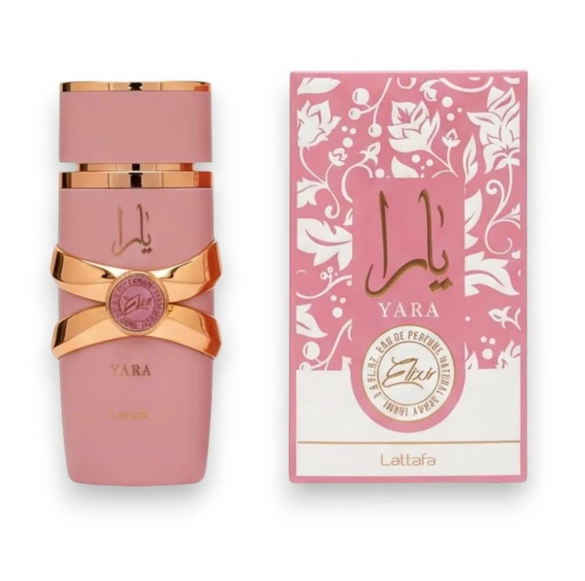 Hub Wavy Lattafa YARA Elixir perfume for women in a 100ml bottle, showcasing elegant fragrance packaging and design.