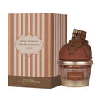 Hub Wavy Lattafa Choco Overdose perfume bottle, luxury unisex fragrance in 75 ml, elegant design with chocolate scent.