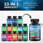 Cortisol Supplement Magnesium Glycinate 200mg L-Theanine 150mg Ashwagandha 150mg Phosphatidylserine 50mg & Cortisol Manager Lions Mane Holy Basil Ginkgo Biloba Bacopa Monnieri Valerian Root (60 Caps)