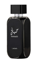 Hub Wavy Lattafa Hayaati perfume bottle for men, 3.4 oz, showcasing the luxury fragrance packaging.