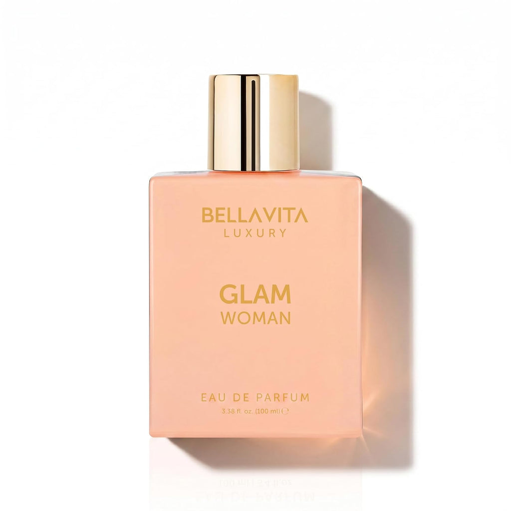 Hub Wavy Bellavita Luxury Glam perfume bottle featuring white floral, African orange, and jasmine scents for women.