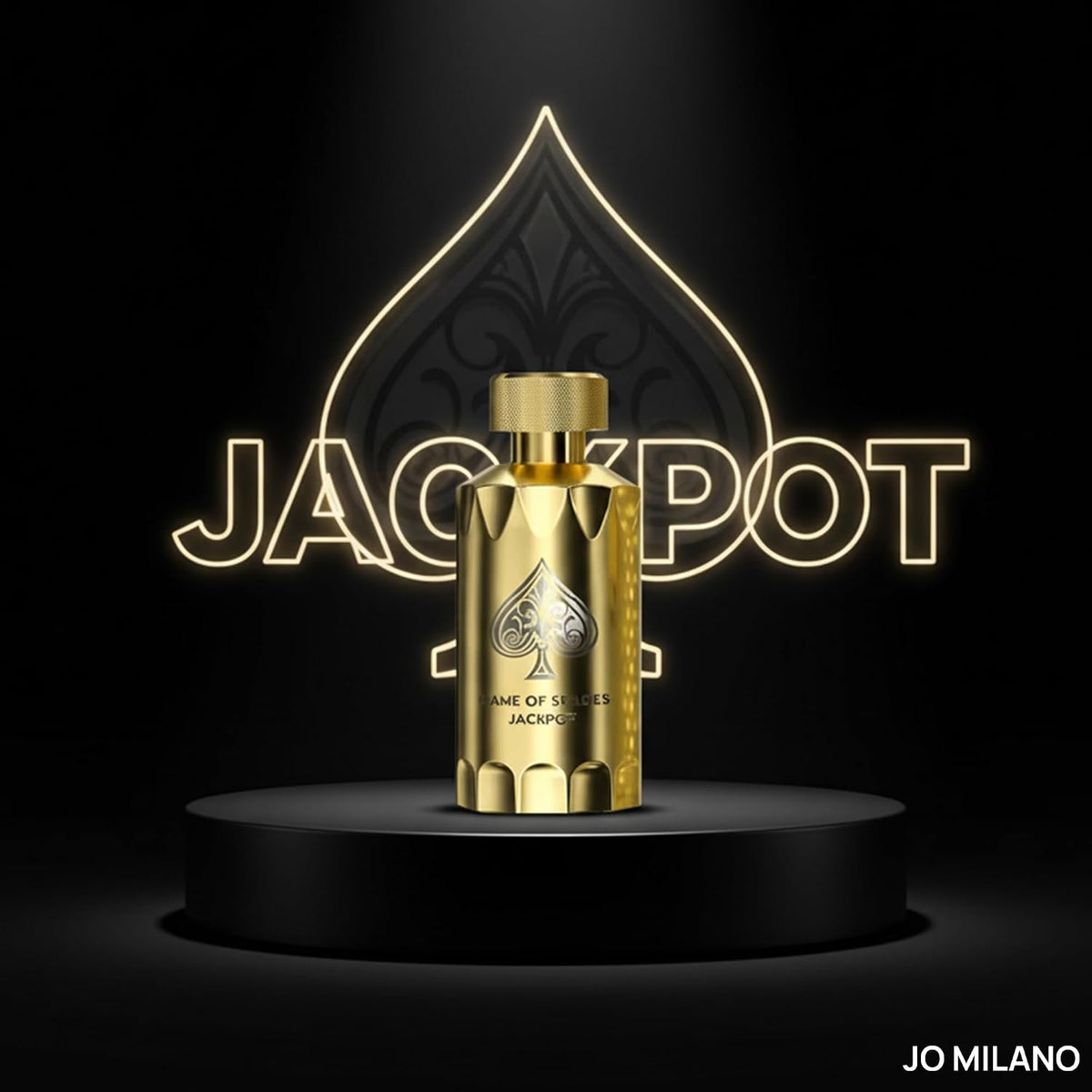 Hub Wavy Jo Milano Game of Spades Jackpot unisex perfume bottle, 3.4 fl oz, luxurious fragrance with sleek packaging.
