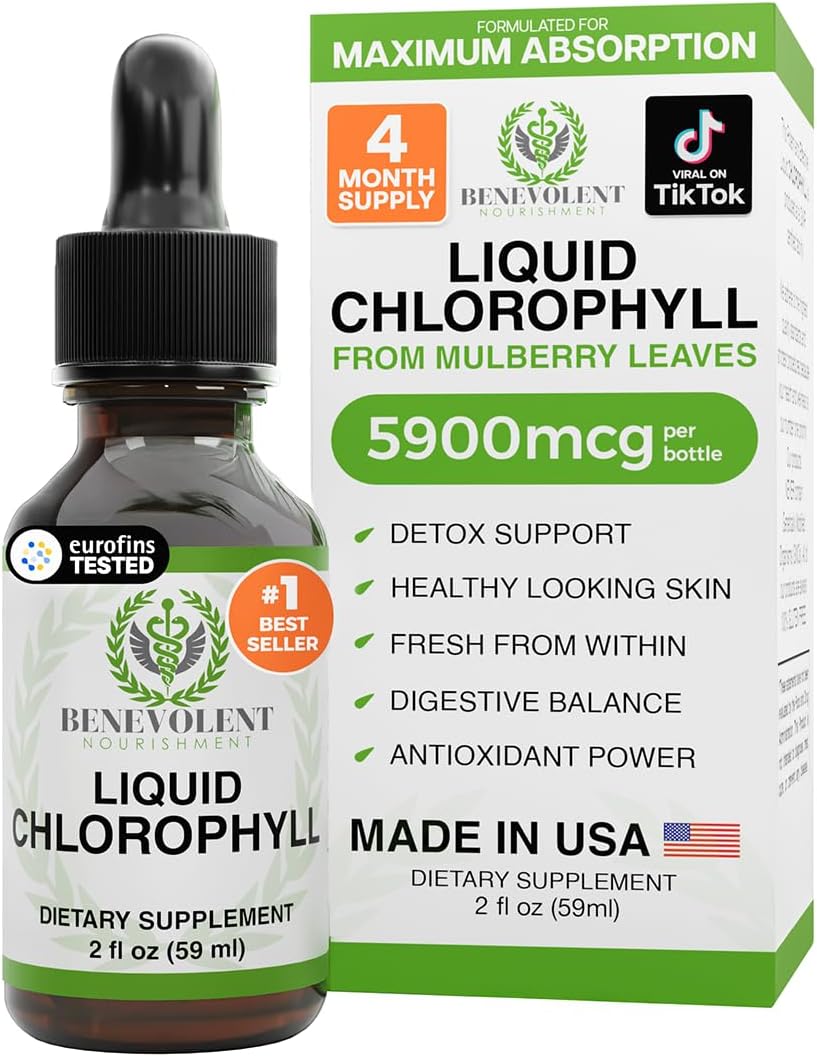 Benevolent Chlorophyll Liquid Drops for Internal Freshness, Peppermint