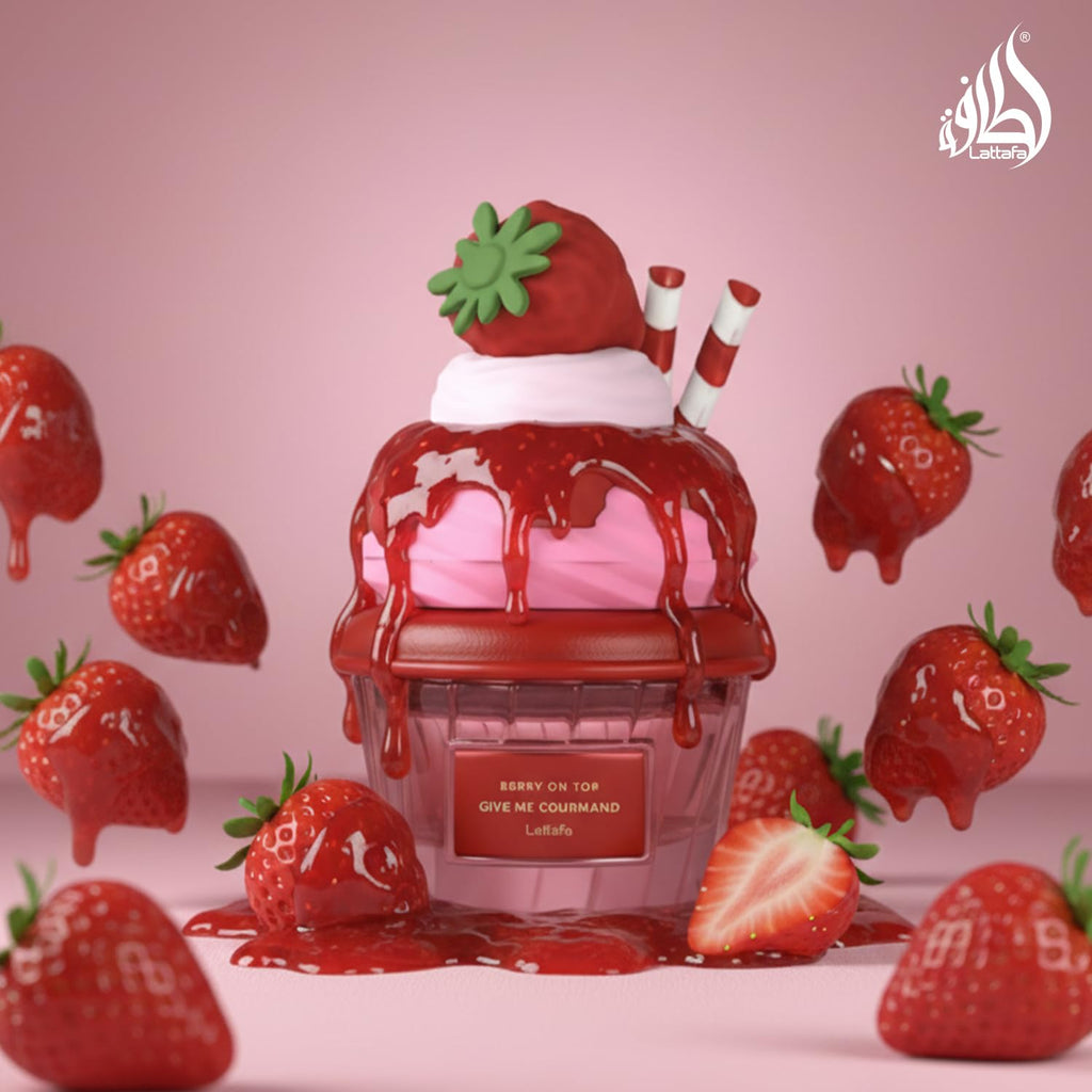Hub Wavy Lattafa Berry On Top unisex perfume bottle, 2.6 oz, with elegant packaging and vibrant berry scent.