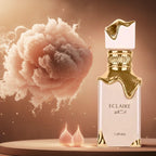 Hub Wavy Lattafa Eclaire for Women perfume bottle, 3.4 oz luxury fragrance, elegant design and floral notes visible.