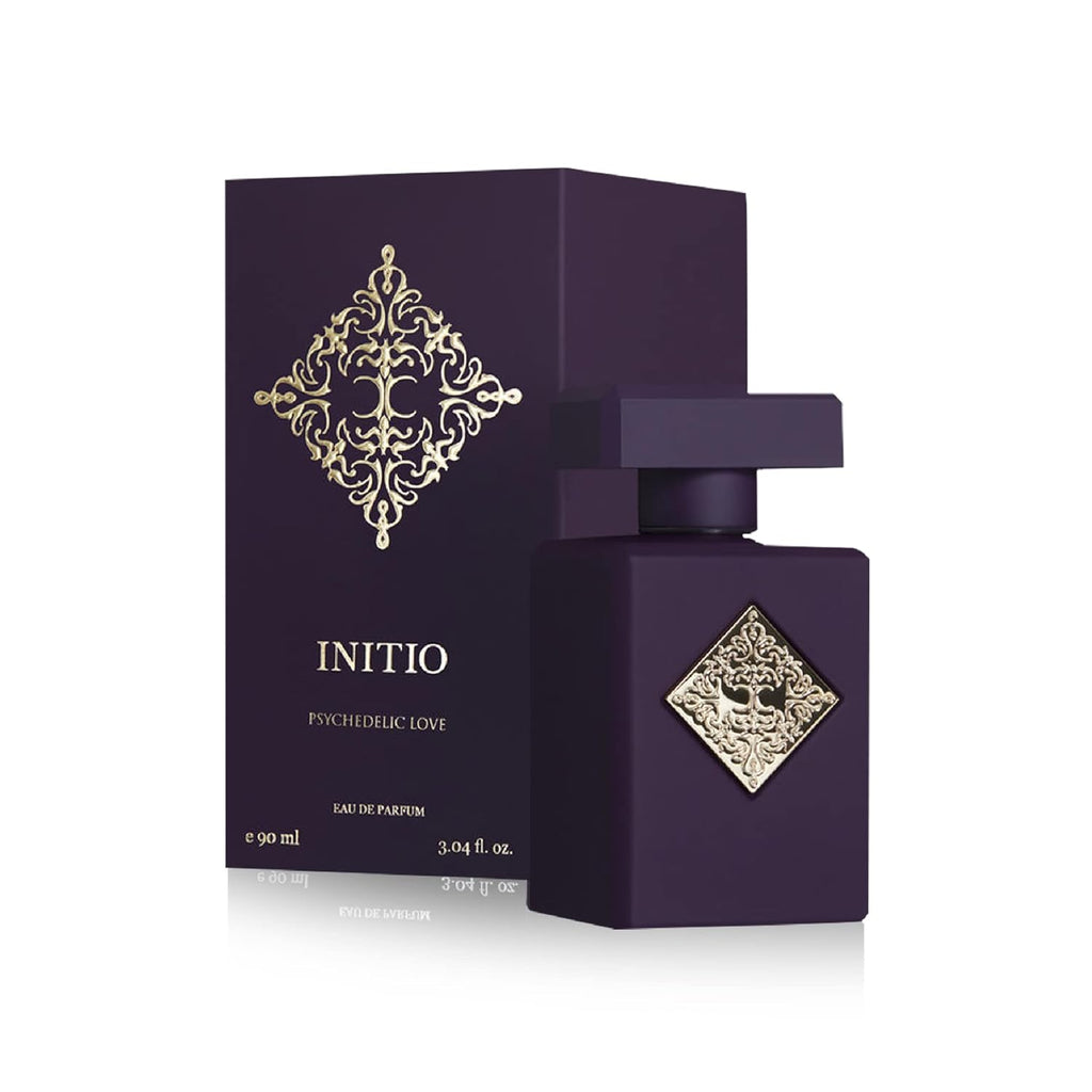 Hub Wavy Initio Psychedelic Love unisex luxury fragrance bottle, 3.04 fl oz / 90 ml, with elegant packaging visible.