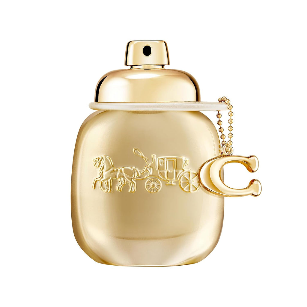 Hub Wavy Coach Gold Parfum for Women, 3 oz luxury perfume bottle with gold accents, elegant and sophisticated design.