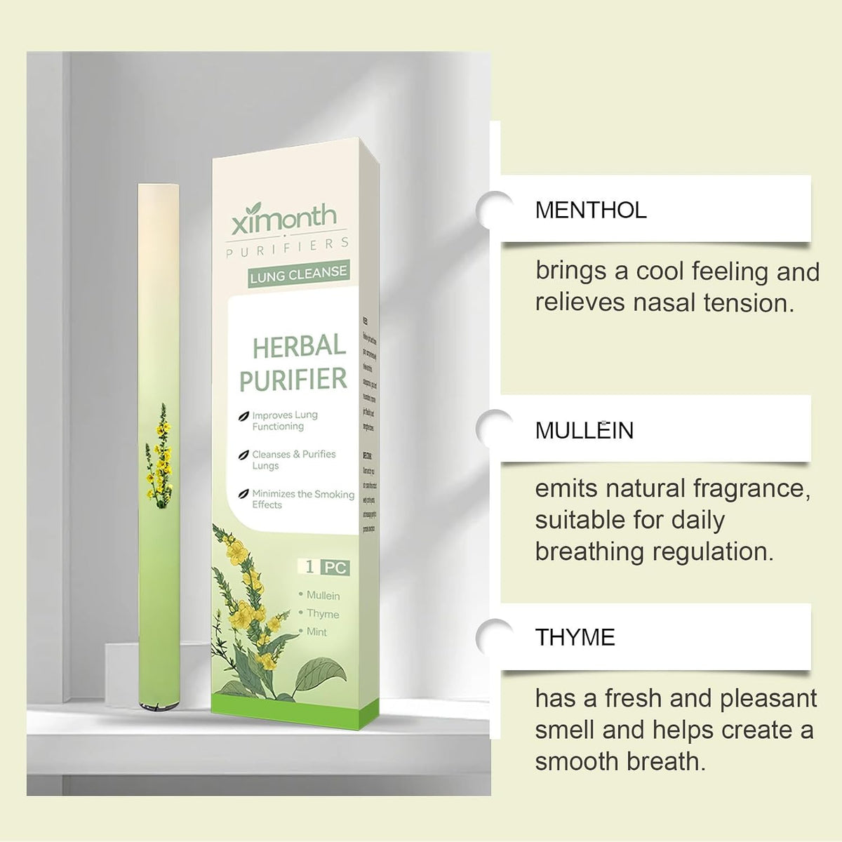 Herbal Diffuser Pen, Mullein Herbal Lung Cleanser, for Cleaning the Lungs, Improving Breathing and Mouth Air Freshening for Smokers (Blue)
