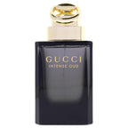 Hub Wavy Gucci Intense Oud unisex perfume bottle, 3 oz / 90 ml, luxury fragrance with elegant packaging and dark amber liquid