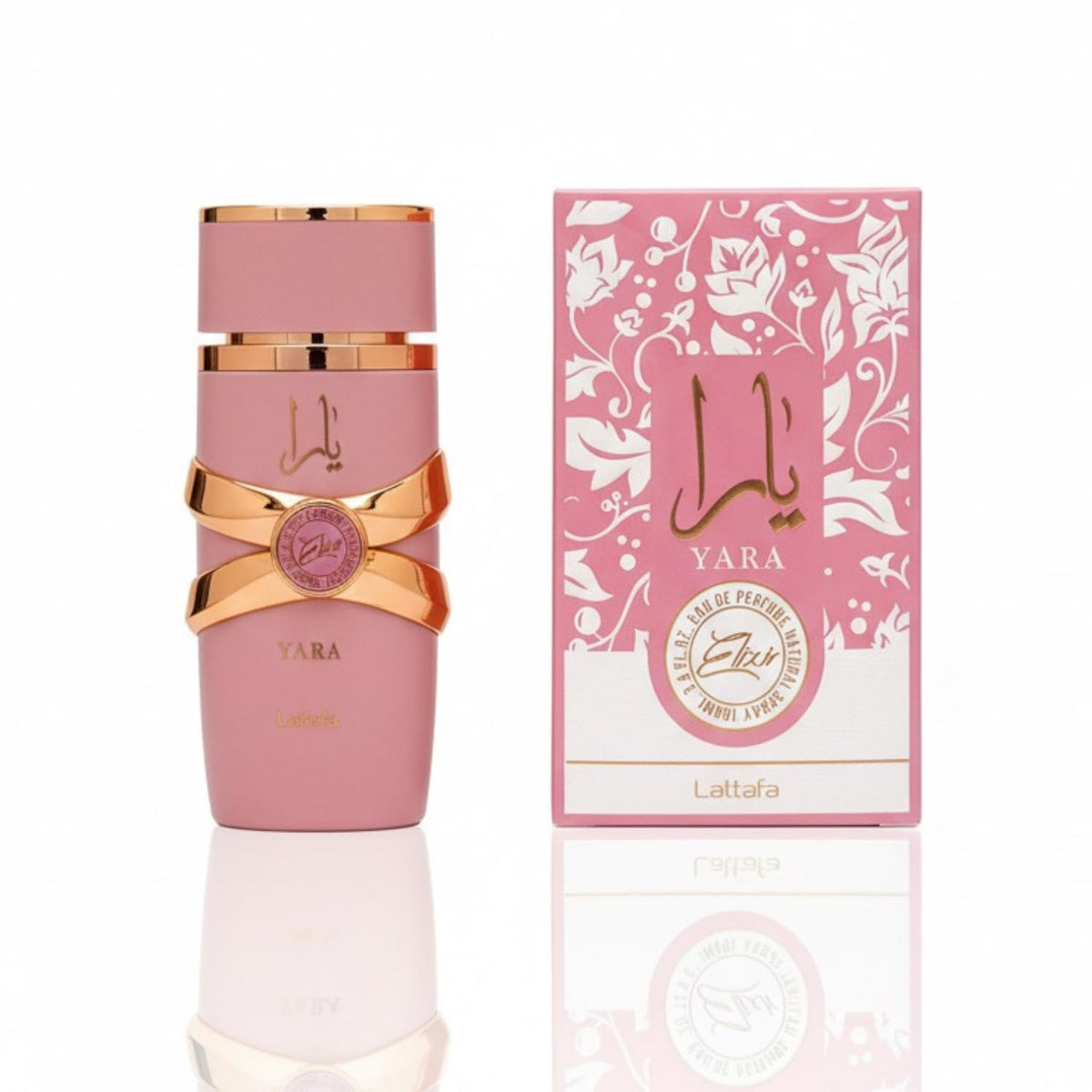 Hub Wavy Lattafa YARA Elixir perfume for women, 3.4 oz bottle, luxurious floral fragrance, elegant packaging, displayed in the image