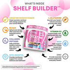 Creatine for Women | Creatine Monohydrate + BCAA Powder Myo-Inositol Collagen Biotin Hyaluronic Acid Folate L Glutamine Vitamin D3 Iron Zinc D-Chiro-Maca Digestion Shelf Builder By Clean Nutra