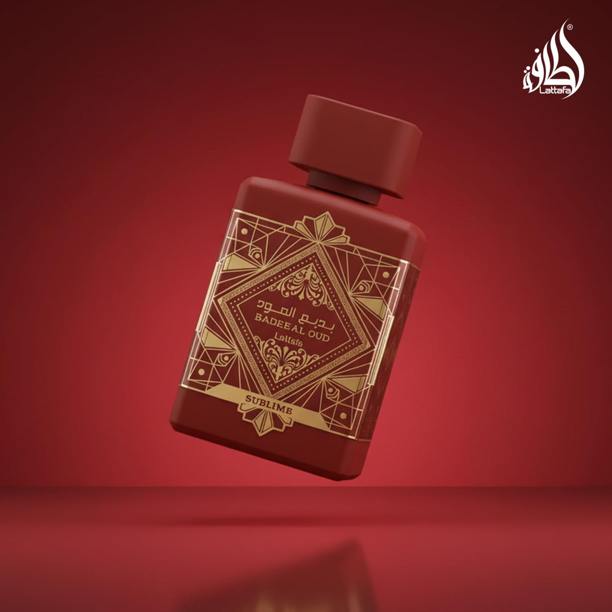 Hub Wavy Lattafa Bade'e Al Oud Sublime unisex perfume bottle, 3.4 oz, with elegant packaging and luxurious fragrance display.