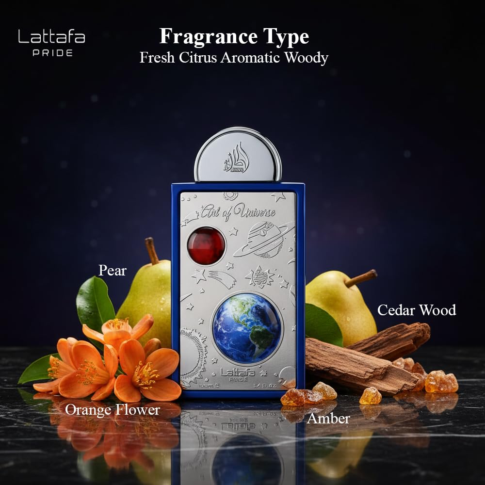 Hub Wavy Lattafa Pride Art of Universe unisex perfume bottle, luxury fragrance with sleek design and elegant packaging.