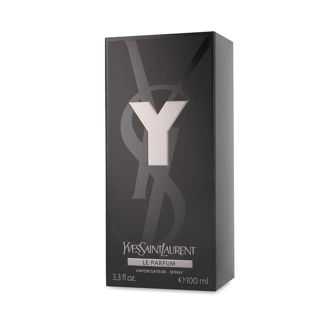 Yves Saint Laurent Y Le men's fragrance bottle, open box, 3.3 oz / 100 ml, with a sleek design and modern packaging.