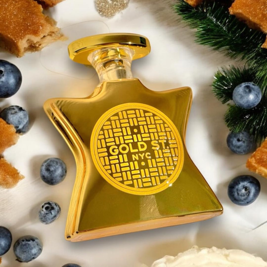 Hub Wavy Bond No. 9 New York Gold Street unisex perfume bottle with gold accents, 3.4 fl oz, elegant and luxurious design