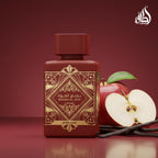 Hub Wavy Lattafa Bade'e Al Oud Sublime perfume bottle, 100ml, luxury unisex fragrance with elegant design and gold accents.