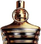 Jean Paul Gaultier Le Male Elixir perfume for men in 2.5 oz bottle, featuring sleek glass packaging and masculine fragrance details