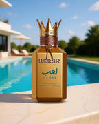 HERSH Lahab Arabic Oriental perfume for women by Hub Wavy, 3.4 fl oz, elegant bottle with intricate design, luxurious fragrance.