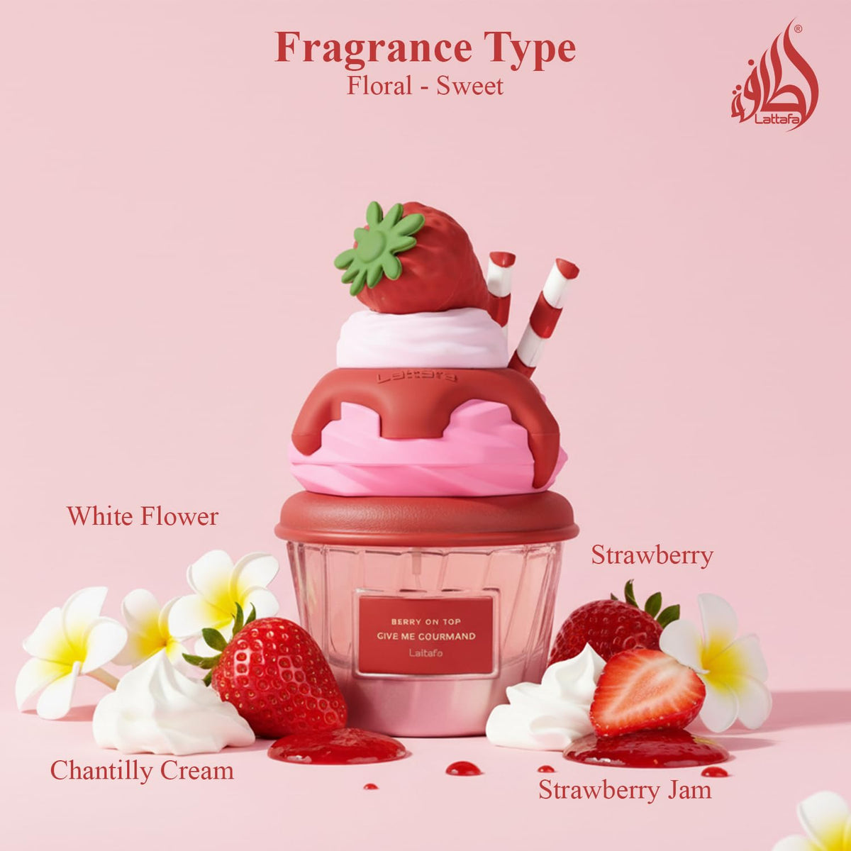 Hub Wavy Lattafa Berry On Top unisex perfume bottle, 75ml, showcasing elegant packaging and vibrant berry-inspired design.