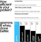 GRAMMS Clear Protein Powder | 20G Whey Isolate | Gluten Sugar Lactose Free | 3rd Party Tested for Purity, Grass Fed European Whey | Strawberry Açaí | 18 Servings