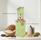 Hub Wavy Lattafa Eclaire Pistache perfume bottle, luxury women’s fragrance with bold, long-lasting pistachio scent in 100ml size.