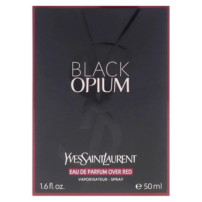 Yves Saint Laurent Black Opium Over Red perfume bottle for women, 1.69 oz, with sleek black and red design, luxury fragrance.