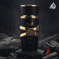 Lattafa Asad unisex perfume by Hub Wavy, 100 ml bottle, elegant packaging with a sleek, modern design.