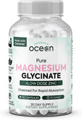 Organics Ocean Pure Magnesium Glycinate Supplement with Zinc, 90 Capsules