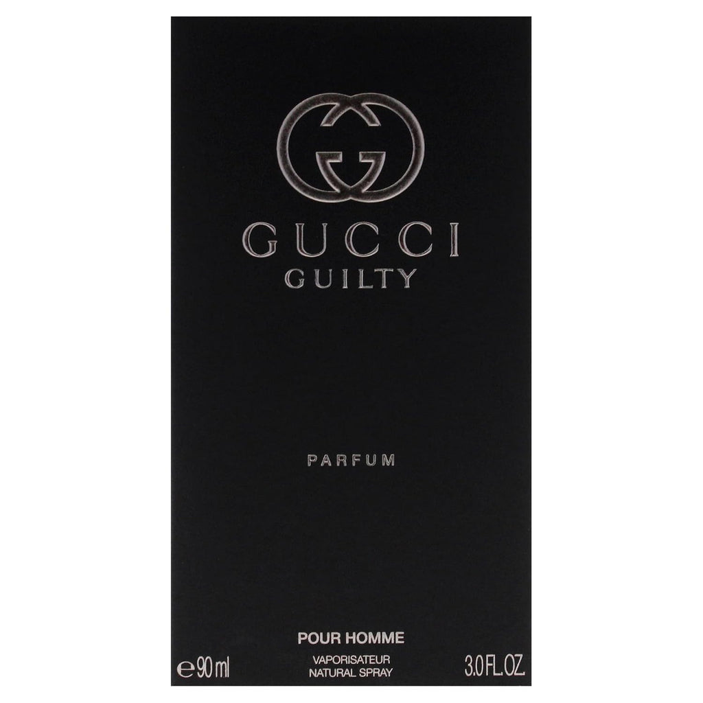Gucci Guilty for Men perfume bottle, 3 oz, luxury men's fragrance by Hub Wavy, sleek design, elegant packaging