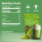 RYZE Organic Mushroom Matcha with 6 Adaptogenic Mushrooms, 30 Servings